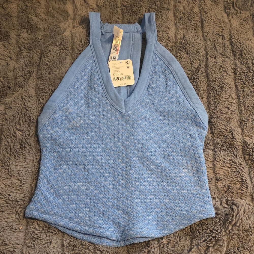 Free People Sky Blue Knit Halter Tank